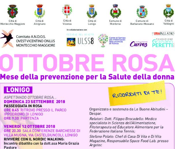 ottobre rosa a vicenza e provincia 2018 ospedali vicenza magazine veneto salute vicenza donne di vicenza gatte vicentine prevenzione tumori donne veneto eventi lonigo appuntamenti montecchio cosa fare in veneto cosa fare a vicenza ilaria rebecchi salute vicenza